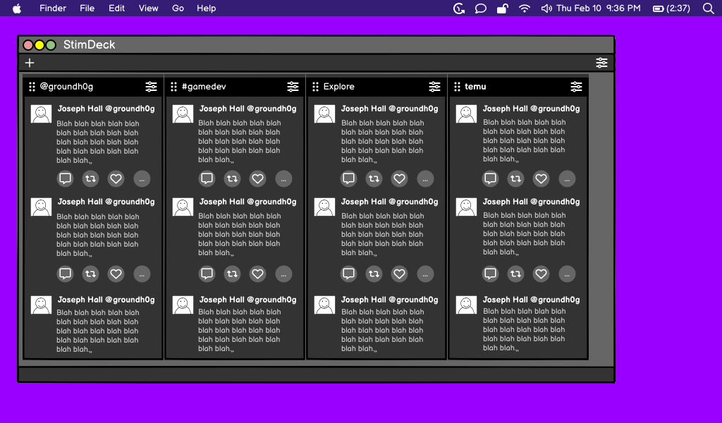 an early mockup of stimdeck