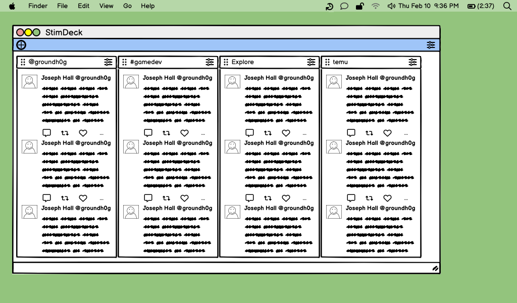 an early mockup of stimdeck