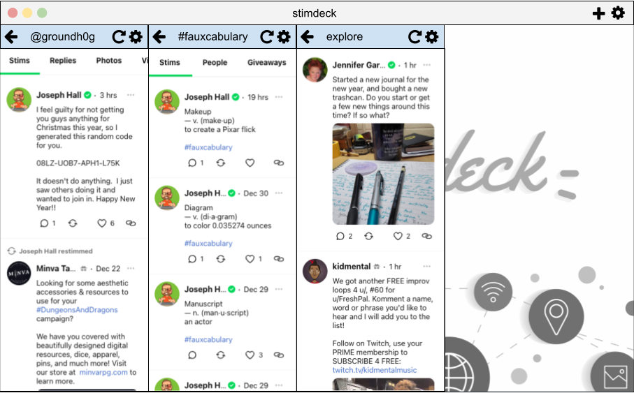an early mockup of stimdeck